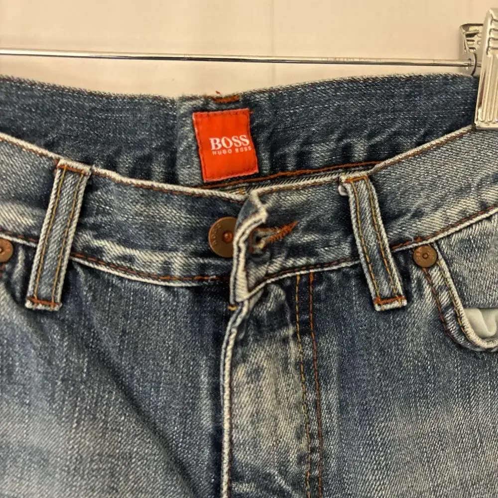 Hugo Boss Orange HB2 Straight Leg Jeans 34x32 Light Wash Distressed Y2K Mens Den
